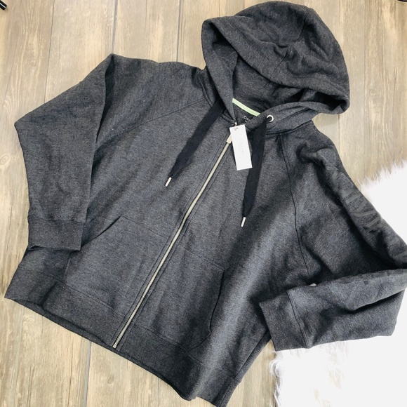 Calvin Klein Sweaters - Calvin Klein | Charcoal Zip Hoodie Womens (R1514)